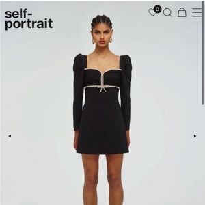 SELF-PORTRAIT Crepe Mini Black Dress